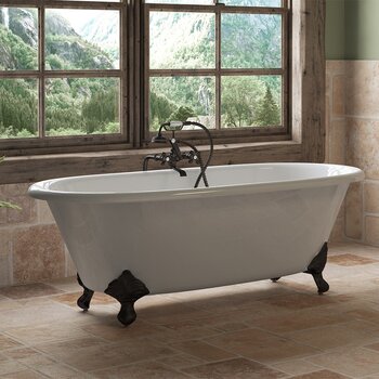 Cambridge Plumbing 67'' Tub w/ Oil Rubbed Bronze Telephone Faucet & Hand Shower Plumbing Package