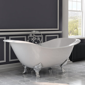 Cambridge Plumbing 72'' Tub w/ Polished Chrome Telephone Faucet & Hand Shower Plumbing Package