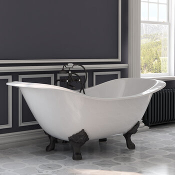 Cambridge Plumbing 72'' Tub w/ Oil Rubbed Bronze Telephone Faucet & Hand Shower Plumbing Package