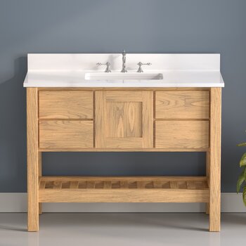 Oak Bathroom Vanity - White Composite Countertop