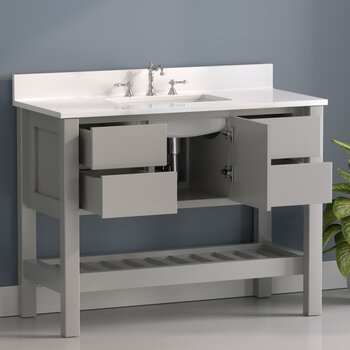 Gray Bathroom Vanity - White Composite Countertop