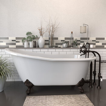 Cambridge Plumbing 67'' Tub w/ Oil Rubbed Bronze Telephone Faucet & Hand Shower Plumbing Package