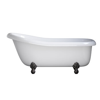 Cambridge Plumbing Amber Waves USA Quality 66" Clawfoot Slipper Gloss White Tub with Continuous Rim and Oil Rubbed Bronze Feet, Side View