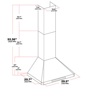 Cavaliere-Euro AP238-PS29-30 Stainless Steel Wall Mount Range Hood, 462 CFM