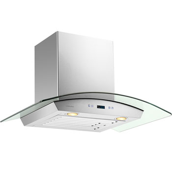 Cavaliere-Euro SV218D Stainless Steel Wall Mount Range Hood with Tempered Glass Canopy