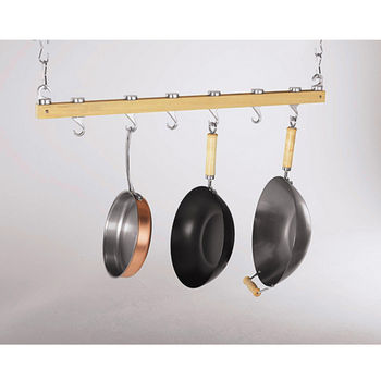 Dual Track Ceiling Mounted 36 Kitchen Pot Rack In Natural