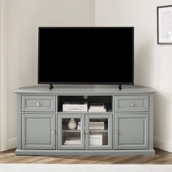 Crosley Furniture 60'' Corner Tv Stand In Gray, 59-3/4'' W x 23-1/2'' D x 26-3/8'' H