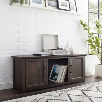 Crosley Furniture  Camden 58'' Low Profile Tv Stand In Dark Walnut, 58'' W x 15-3/4'' D x 22'' H