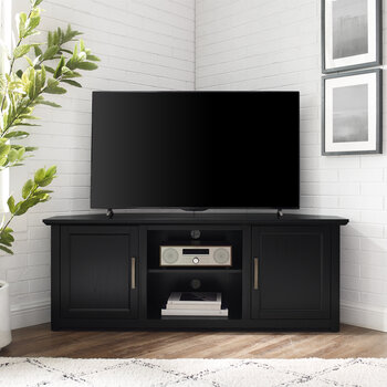 Crosley Furniture  Camden 58'' Corner Tv Stand In Black, 58'' W x 20'' D x 22'' H