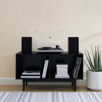Crosley Furniture  Liam Medium Record Storage Console Cabinet In Black, 40'' W x 15-3/4'' D x 22-1/4'' H