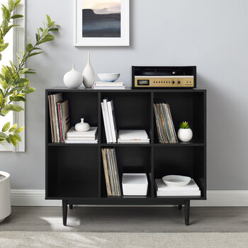 Crosley Furniture  Liam 6 Cube Bookcase In Black, 42-1/4'' W x 15-3/4'' D x 35-7/8'' H