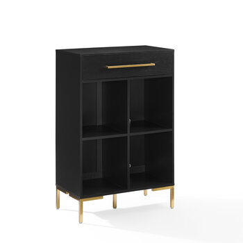 Crosley Furniture  Juno Record Storage Cube Bookcase In Black, 28'' W x 15'' D x 42-1/4'' H