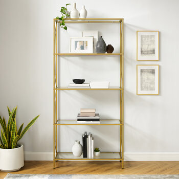 Crosley Furniture  Helena Etagere In Gold, 36-3/8'' W x 12-1/4'' D x 76'' H