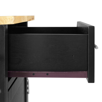 Crosley Furniture  Savannah Wood Top Drop Leaf Kitchen Island/Cart In Black, 42'' W x 30'' D x 37'' H