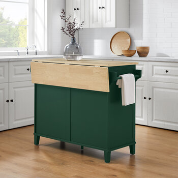 Crosley Furniture  Cora Drop Leaf Kitchen Island In Emerald Green, 42'' W x 27-1/4'' D x 36-3/8'' H