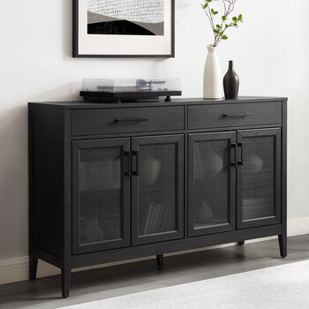 Crosley Furniture  Milo Sideboard In Black, 56'' W x 15-3/4'' D x 36'' H