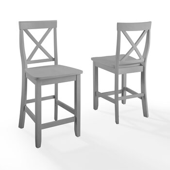 Crosley Furniture X-Back 2 Piece Counter Stool Set- 2 Stools In Gray, 18-1/4'' W x 21-1/4'' D x 41'' H