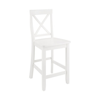 Crosley Furniture X-Back 2 Piece Counter Stool Set- 2 Stools In White, 18-1/4'' W x 21-1/4'' D x 41'' H