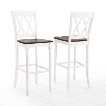 Crosley Furniture  Shelby 2Pc Bar Stool Set - 2 Stools In Distressed White, 18'' W x 22'' D x 46-1/2'' H
