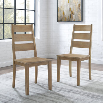 Crosley Furniture  Joanna 2Pc Ladder Back Chair Set- 2 Ladder Back Chairs In Rustic Brown, 18-1/8'' W x 22'' D x 39-1/8'' H
