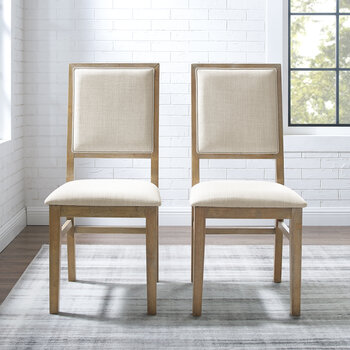 Crosley Furniture  Joanna 2Pc Upholstered Back Chair Set- 2 Upholstered Chairs In Rustic Brown, 18-1/4'' W x 21'' D x 39-7/8'' H