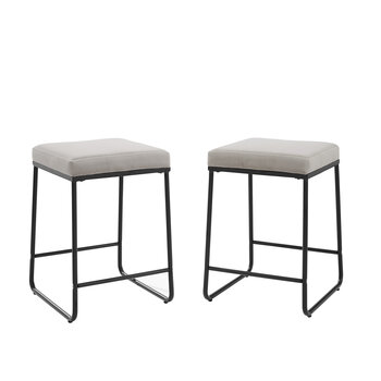 Crosley Furniture  Beckett 2Pc Counter Stool Set - 2 Stools In Gray, 16'' W x 18-1/2'' D x 24'' H