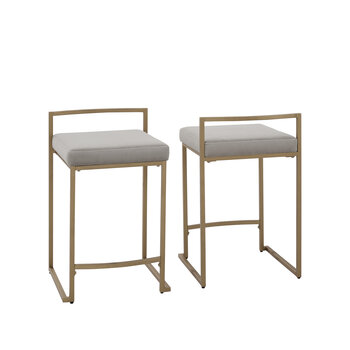 Crosley Furniture  Harlowe 2Pc Counter Stool Set - 2 Stools In Gray, 17-1/2'' W x 18-3/4'' D x 28'' H
