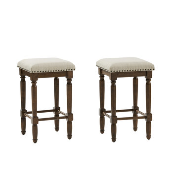 Crosley Furniture  Aldrich 2Pc Counter Stool Set - 2 Stools In Oatmeal, 15'' W x 15'' D x 26'' H