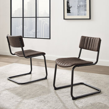 Crosley Furniture  Conrad 2Pc Cantilever Dining Chair Set- 2 Chairs In Distressed Mocha, 18'' W x 20'' D x 29-1/2'' H
