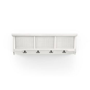Crosley Furniture  Seaside Storage Shelf In Distressed White, 47-1/4'' W x 11'' D x 15-1/2'' H