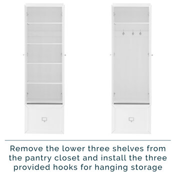 Crosley Furniture  Harper Convertible Pantry Closet In White, 22'' W x 12-1/2'' D x 74'' H