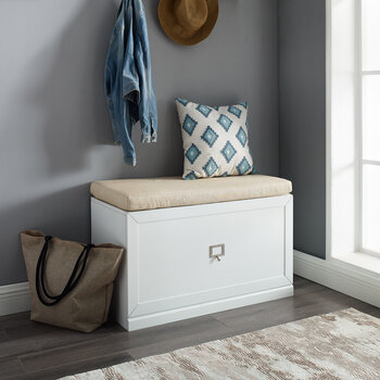 Crosley Furniture Harper Entryway Bench In White, 33'' W x 16-1/2'' D x 20-1/2'' H