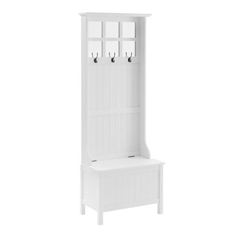Crosley Furniture  Plymouth Hall Tree In White, 26'' W x 15'' D x 70'' H