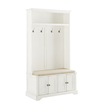 Crosley Furniture  Holbrook Hall Tree In Distressed White, 38'' W x 18'' D x 70'' H