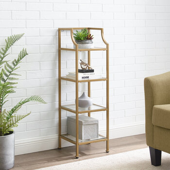 Crosley Furniture  Aimee Short Etagere In Soft Gold, 12-1/2'' W x 12-1/2'' D x 40'' H