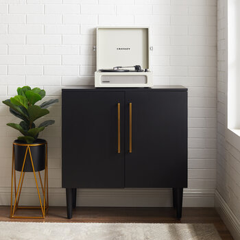 Crosley Furniture  Everett Accent Cabinet In Matte Black, 31'' W x 14'' D x 32-1/4'' H
