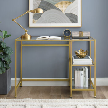 Crosley Furniture  Aimee Desk In Soft Gold, 42'' W x 20'' D x 30'' H