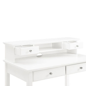 Crosley Furniture Campbell Writing Desk Hutch, White Finish
