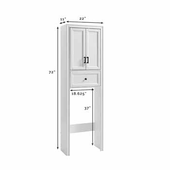 Crosley Furniture Tara Space Saver Cabinet, Vintage White Finish, 22''W x 11''D x 72''H