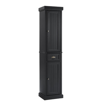 Crosley Furniture  Seaside Tall Linen Cabinet In Distressed Black, 16'' W x 14'' D x 72'' H