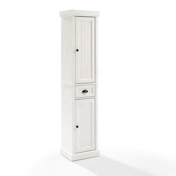 Crosley Furniture  Seaside Tall Linen Cabinet In Distressed White, 16'' W x 14'' D x 72'' H