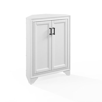 Crosley Furniture  Tara Corner Storage Cabinet In Distressed White, 23-3/4'' W x 12'' D x 32-1/4'' H