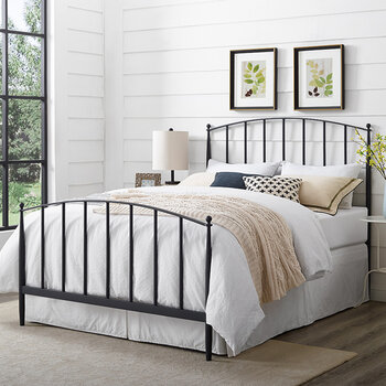 Crosley Furniture  Whitney Queen Headboard And Footboard In Black, 60-3/4'' W x 1-1/8'' D x 33-3/4'' H
