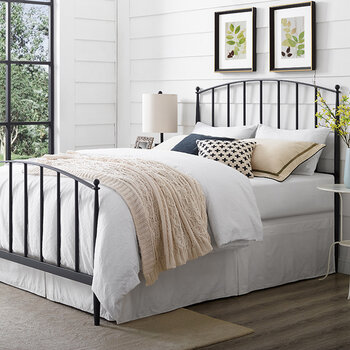 Crosley Furniture  Whitney Queen Headboard And Footboard In Black, 60-3/4'' W x 1-1/8'' D x 33-3/4'' H