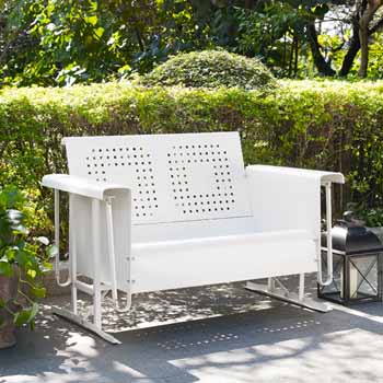Crosley Furniture Bates Collection Outdoor Loveseat Glider in White, 48-3/4''W x 28''D x 32-1/2''H