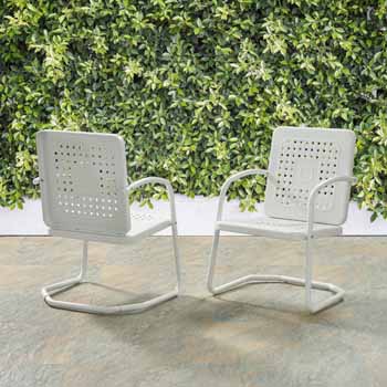 Crosley Furniture Bates Collection Outdoor Chair in White, Set of Two, 22''W x 22''D x 35''H
