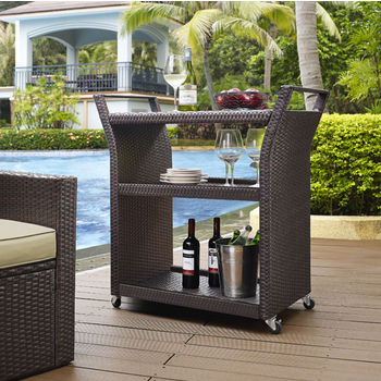 Crosley Furniture Palm Harbor Outdoor Wicker Bar Cart