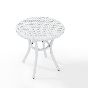 Crosley Furniture Palm Harbor Outdoor Wicker Round Side Table, White Finish