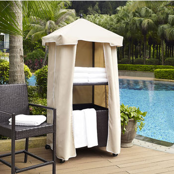 Crosley Furniture Palm Harbor Outdoor Wicker Towel Valet with Sand Cover