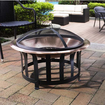 Ridgeway Copper Bowl Firepit With Black Steel Frame By Crosley